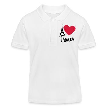 I Love France Eiffel Tower Paris - Kinder Organic Poloshirt Mini Sprinter von Stanley/Stella - Weiß - Vorne