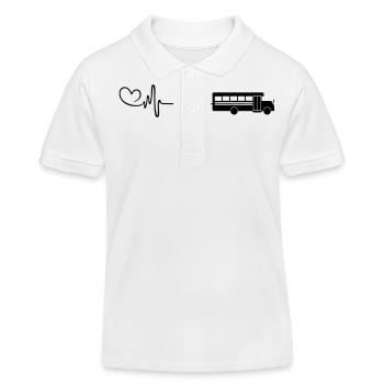 School School Bus Heart Love Pulse - Kids Organic Polo Shirt by Stanley/Stella - white - Front