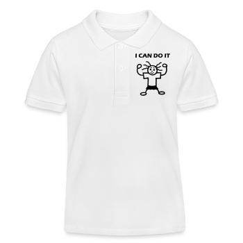 I CAN DO IT - Kinder Organic Poloshirt Mini Sprinter von Stanley/Stella - Weiß - Vorne