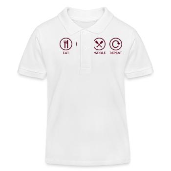 eat sleep paddle paddling Canoe Kayak repeat - Kids Organic Polo Shirt by Stanley/Stella - white - Front