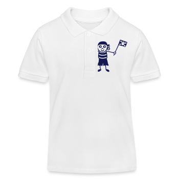 Pirat mit Fahne - Kinder Organic Poloshirt Mini Sprinter von Stanley/Stella - Weiß - Vorne