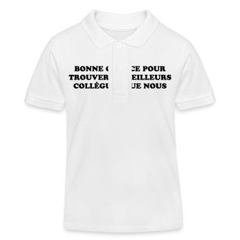 Cadeau depart collegue de travail humour Homme - Polo enfant bio Stanley/Stella - blanc - Devant