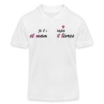 je t aime papa et maman et livres - Polo enfant bio Stanley/Stella - blanc - Devant