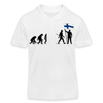 Finnland - Evolution - Flagge - Nation - Kinder Organic Poloshirt Mini Sprinter von Stanley/Stella - Weiß - Vorne