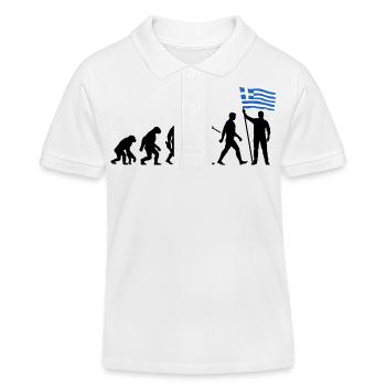 Griechenland - Evolution - Flagge - Nation - Kinder Organic Poloshirt Mini Sprinter von Stanley/Stella - Weiß - Vorne