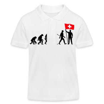 Schweiz - Evolution - Flagge - Nation - Kinder Organic Poloshirt Mini Sprinter von Stanley/Stella - Weiß - Vorne