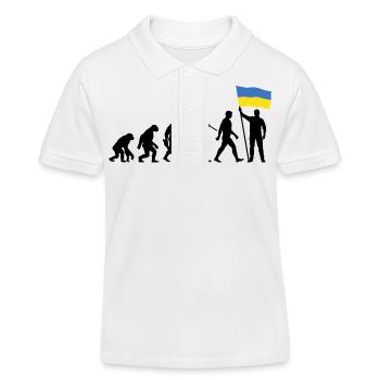 Ukraine - Evolution - Drapeau - Nation - Polo enfant bio Stanley/Stella - blanc - Devant