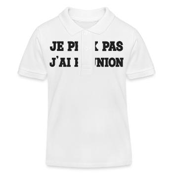 Je peux pas jai reunion - Polo enfant bio Stanley/Stella - blanc - Devant