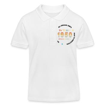 74 Jahre alt Baujahr 1950 Jahrgang März 1950 - Kinder Organic Poloshirt Mini Sprinter von Stanley/Stella - Weiß - Vorne
