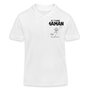 je t aime maman cadeau maman garçon fête des mères - Polo enfant bio Stanley/Stella - blanc - Devant