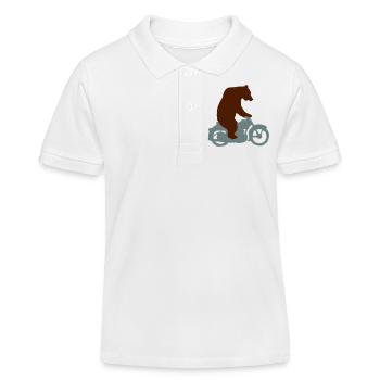 Biker Bear, Born Free, Ride Free - Kids Organic Polo Shirt by Stanley/Stella - white - Front