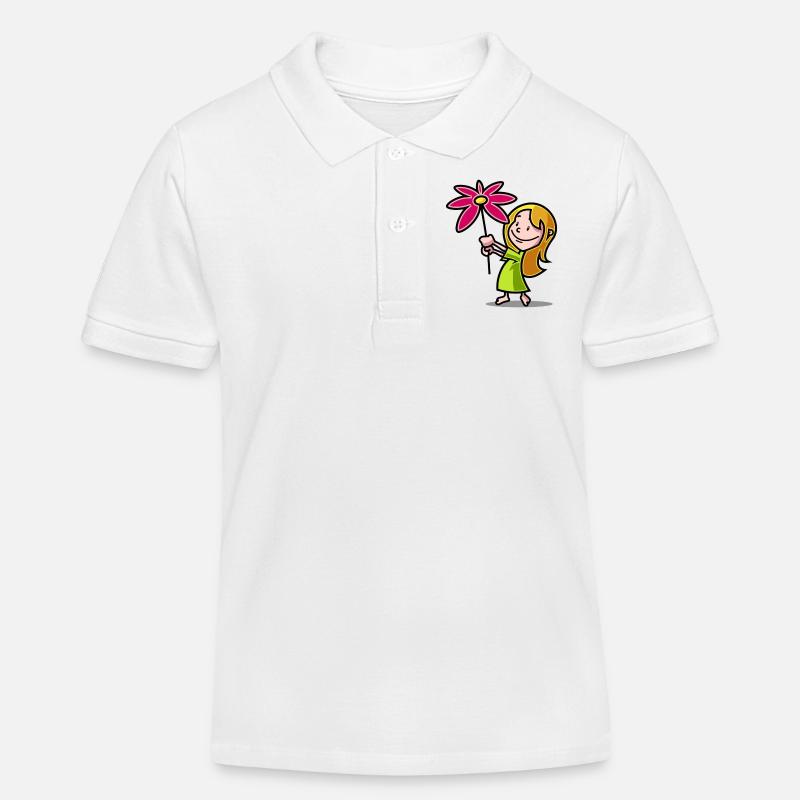 Blumenkind - Kinder Organic Poloshirt Mini Sprinter von Stanley/Stella - Weiß