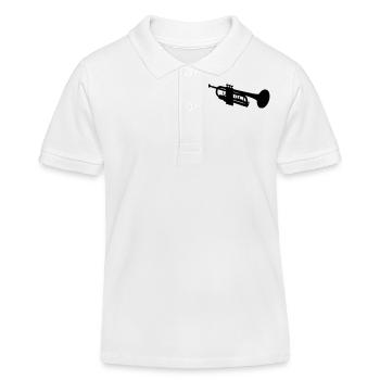 Trompete Silhouette - Kinder Organic Poloshirt Mini Sprinter von Stanley/Stella - Weiß - Vorne