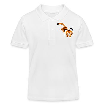 Tigre Cartoon Qui Saute par by Cheerful Madness!! - Polo enfant bio Stanley/Stella - blanc - Devant