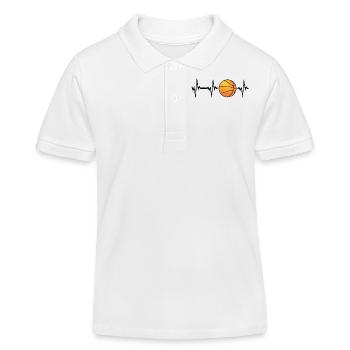 Mon cœur bat pour le basket - Polo enfant bio Stanley/Stella - blanc - Devant