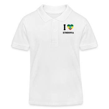 j'aime pays d'origine, présente ETHIOPIE - Polo enfant bio Stanley/Stella - blanc - Devant