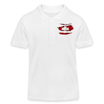 Switzerland flag torn 017 - Kids Organic Polo Shirt by Stanley/Stella - white - Front