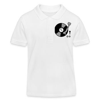 DJ Turntable Idée cadeau vinyle Disque phonographe Musique - Polo enfant bio Stanley/Stella - blanc - Devant