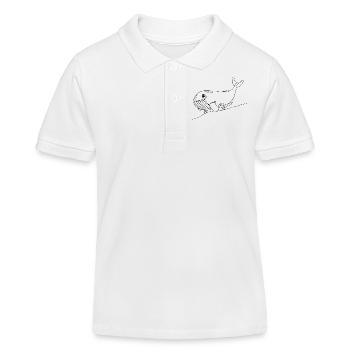 Blauwal mit Skateboard - Kinder Organic Poloshirt Mini Sprinter von Stanley/Stella - Weiß - Vorne