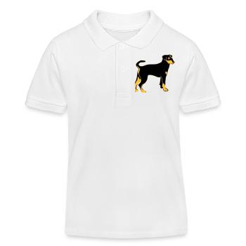 pinscher chien - Polo enfant bio Stanley/Stella - blanc - Devant