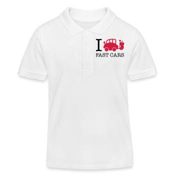 I Love fast cars - Kinder Organic Poloshirt Mini Sprinter von Stanley/Stella - Weiß - Vorne
