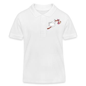 Storch Mädchen Junge Babies Schwanger - Kinder Organic Poloshirt Mini Sprinter von Stanley/Stella - Weiß - Vorne