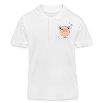 Schwein mit Kopfhörer Musik Geschenk - Kinder Organic Poloshirt Mini Sprinter von Stanley/Stella - Weiß - Vorne