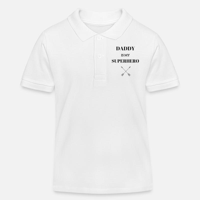 DADDY EST MON SUPERHERO / FLÈCHE - Polo enfant bio Stanley/Stella - blanc