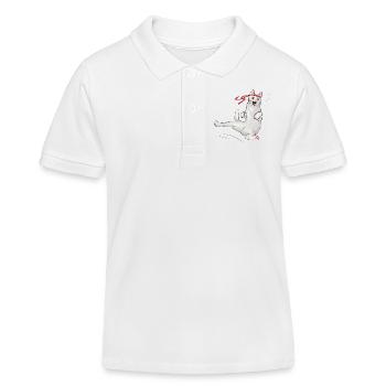 Katze beim Karate - Kinder Organic Poloshirt Mini Sprinter von Stanley/Stella - Weiß - Vorne