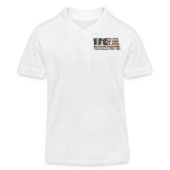 USA Flag Typo (à l'ancienne) - Polo enfant bio Stanley/Stella - blanc - Devant