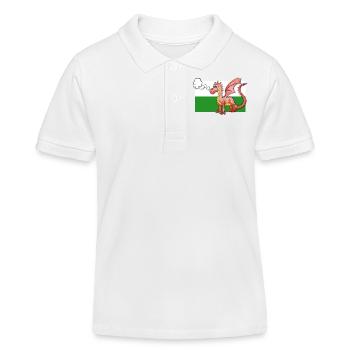 Puffing Welsh Dragon - Gregory - Kids Organic Polo Shirt by Stanley/Stella - white - Front