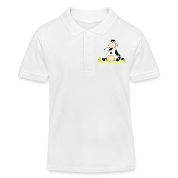 Sitting Cow - Kids Organic Polo Shirt by Stanley/Stella - white - Front