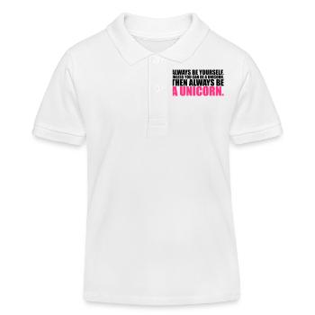always be yourself unicorn funny - Kinder Organic Poloshirt Mini Sprinter von Stanley/Stella - Weiß - Vorne