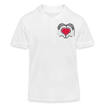 2 mains coeur coeur amour caractère preuve d'amour - Polo enfant bio Stanley/Stella - blanc - Devant