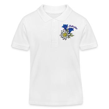 (edelweiss_mit_enzian_holladiho) - Kinder Organic Poloshirt Mini Sprinter von Stanley/Stella - Weiß - Vorne