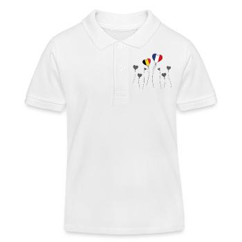 Drapeaux Français et Belge France Belgique coeur - Polo enfant bio Stanley/Stella - blanc - Devant