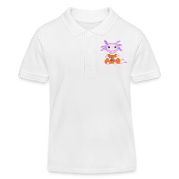 Emblématique axolot, bébé, avec œuf d’or - Polo enfant bio Stanley/Stella - blanc - Devant