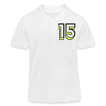 15. 15 JAHRE. 15-JÄHRIGES JUBILÄUM. GEBURTSTAG 15 JAHRE. - Kinder Organic Poloshirt Mini Sprinter von Stanley/Stella - Weiß - Vorne