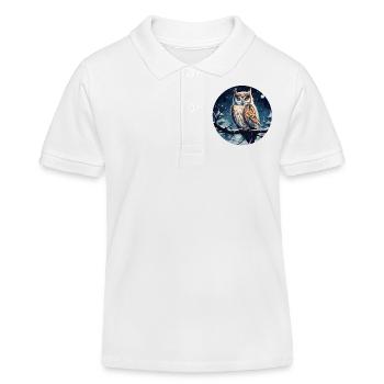 Uhu in Winternacht - Kinder Organic Poloshirt Mini Sprinter von Stanley/Stella - Weiß - Vorne