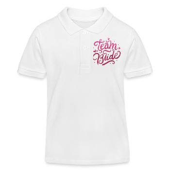 Junggesellinnenabschied Team Bride in Pink Glitter - Kinder Organic Poloshirt Mini Sprinter von Stanley/Stella - Weiß - Vorne