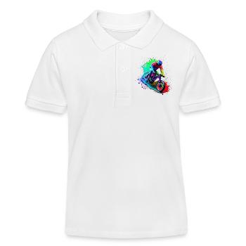 Fahrrad Radfahrer Fahrradfahrer Radeln Radfahren - Kinder Organic Poloshirt Mini Sprinter von Stanley/Stella - Weiß - Vorne