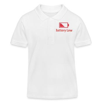 Battery Low - Kids Organic Polo Shirt by Stanley/Stella - white - Front