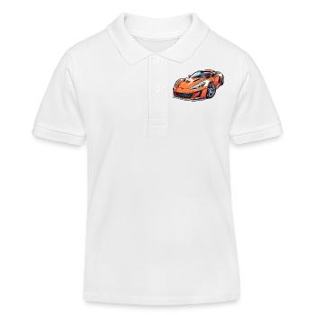 Flammender Sportwagen - Kinder Organic Poloshirt Mini Sprinter von Stanley/Stella - Weiß - Vorne