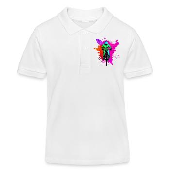 Fahrrad Radfahrer Fahrradfahrer Radeln Radfahren - Kinder Organic Poloshirt Mini Sprinter von Stanley/Stella - Weiß - Vorne