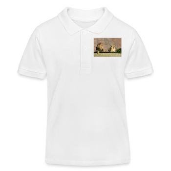 Male and female lion CSC 0814 - Kids Organic Polo Shirt by Stanley/Stella - white - Front