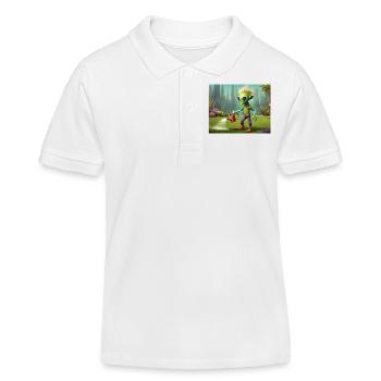 niedliche kleine grüne retro vintage alien jeden tag - Kinder Organic Poloshirt Mini Sprinter von Stanley/Stella - Weiß - Vorne