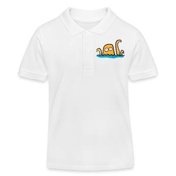 funny giant octopus - Kids Organic Polo Shirt by Stanley/Stella - white - Front