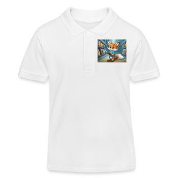 cute little fiend fox everyday life – is reading - Kids Organic Polo Shirt by Stanley/Stella - white - Front