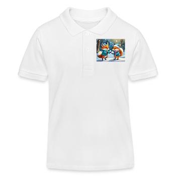 niedlicher kleiner Teufel Fuchs Alltag – Schnee spielen - Kinder Organic Poloshirt Mini Sprinter von Stanley/Stella - Weiß - Vorne