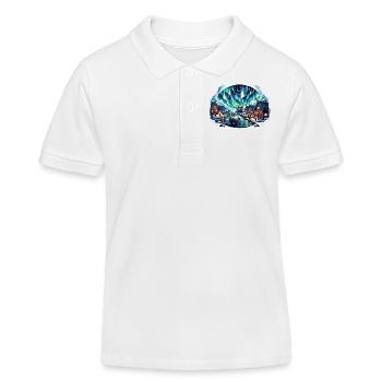 Nordisches Dorf bei Nacht unter dem Polarlicht - Kinder Organic Poloshirt Mini Sprinter von Stanley/Stella - Weiß - Vorne